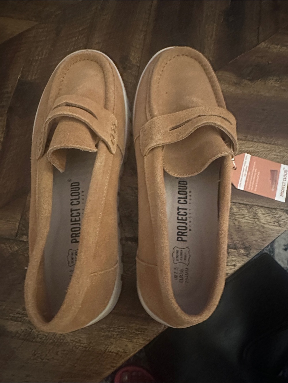 Project Cloud Tan Suede Penny Loafers - Women's